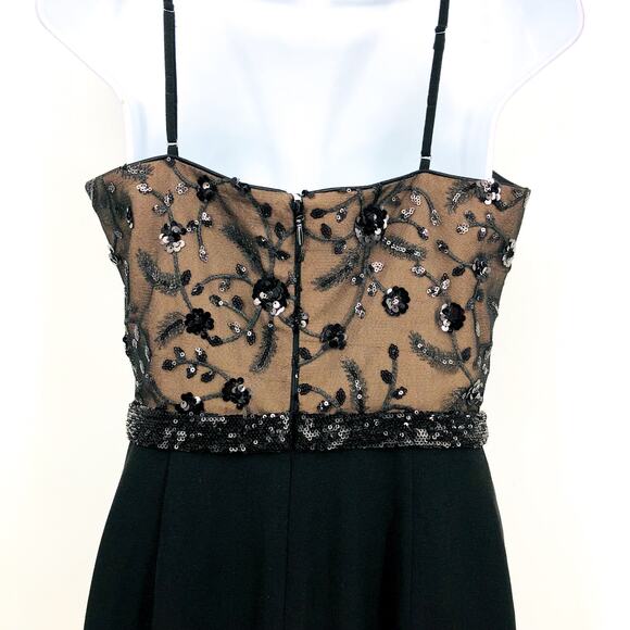 DRESS THE POPULATION Giulia Sequin Bodice Sheath Midi Dress Small Black/Tan NWOT - Picture 7 of 8